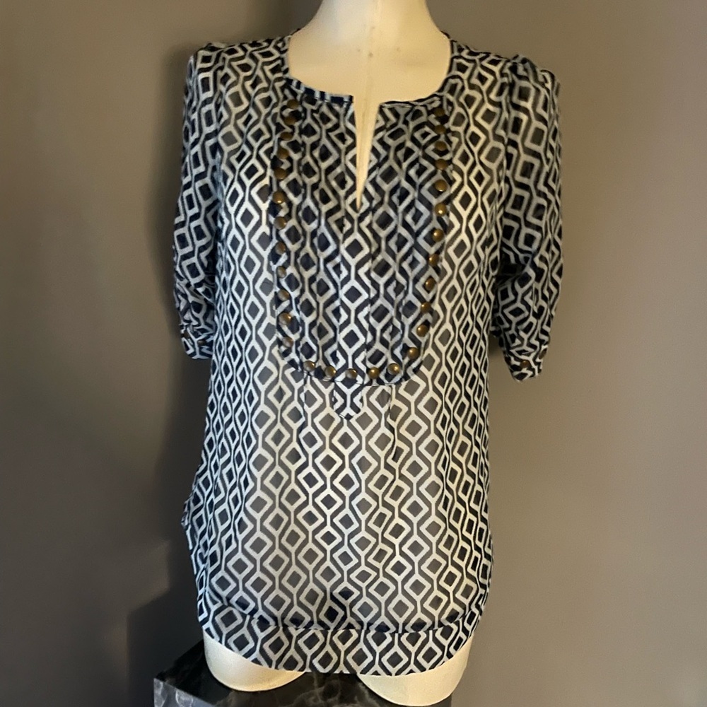41 Hawthorn Black and White Graphic 3/4 Sleeve Blouse